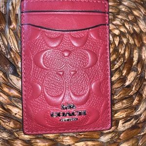 Coach signature leather Lanyard ID Holder